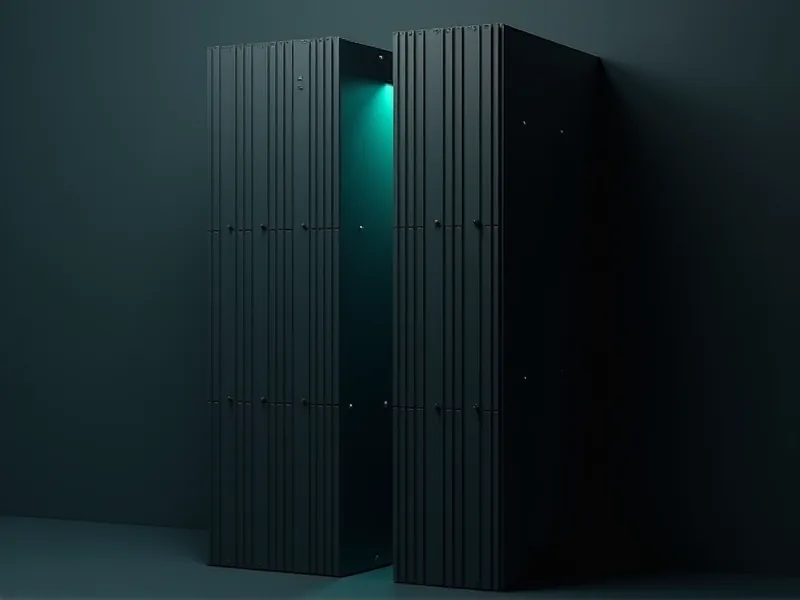 Two dense racks with light passing through a single narrow gap